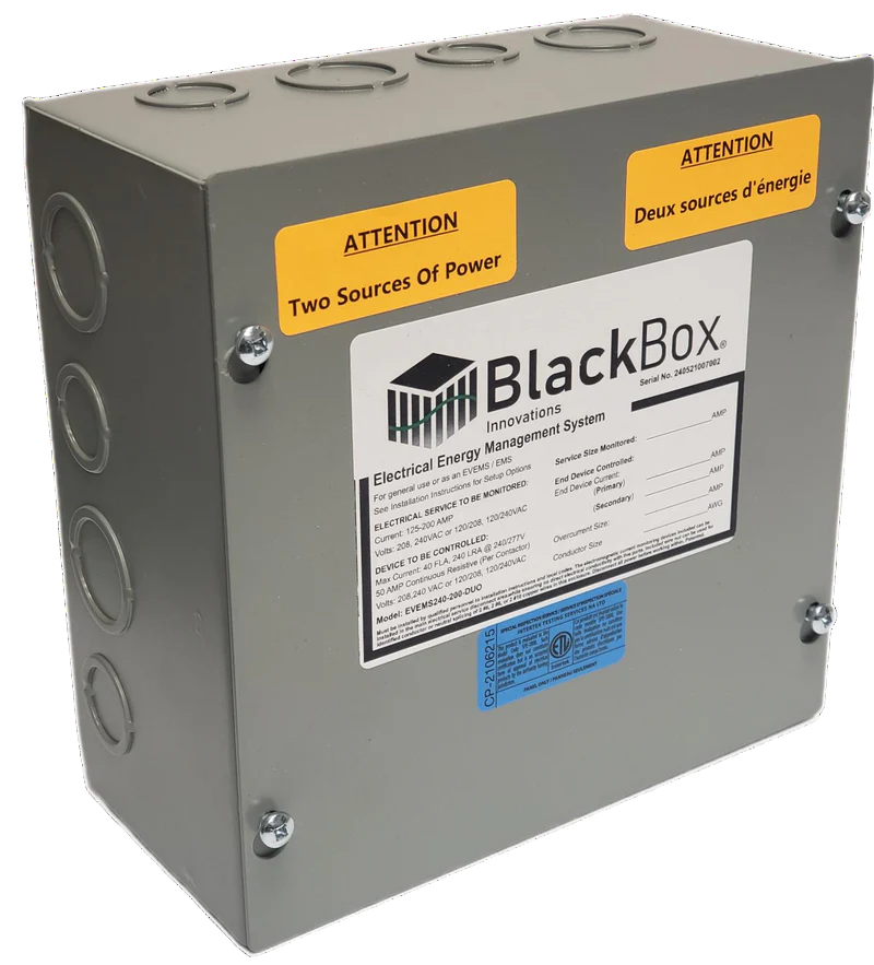 BlackBox Innovations EVEMS unit — Electrical Energy Management System for EV load balancing installed by Portman Electric Toronto