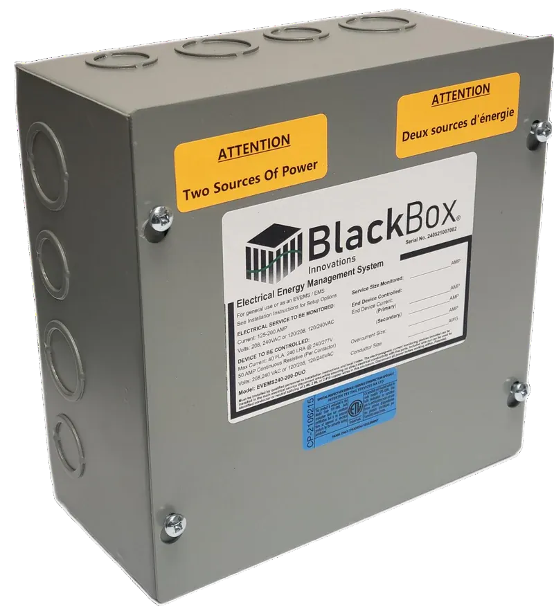 BlackBox Innovations EVEMS unit — Electrical Energy Management System for EV load balancing installed by Portman Electric Toronto