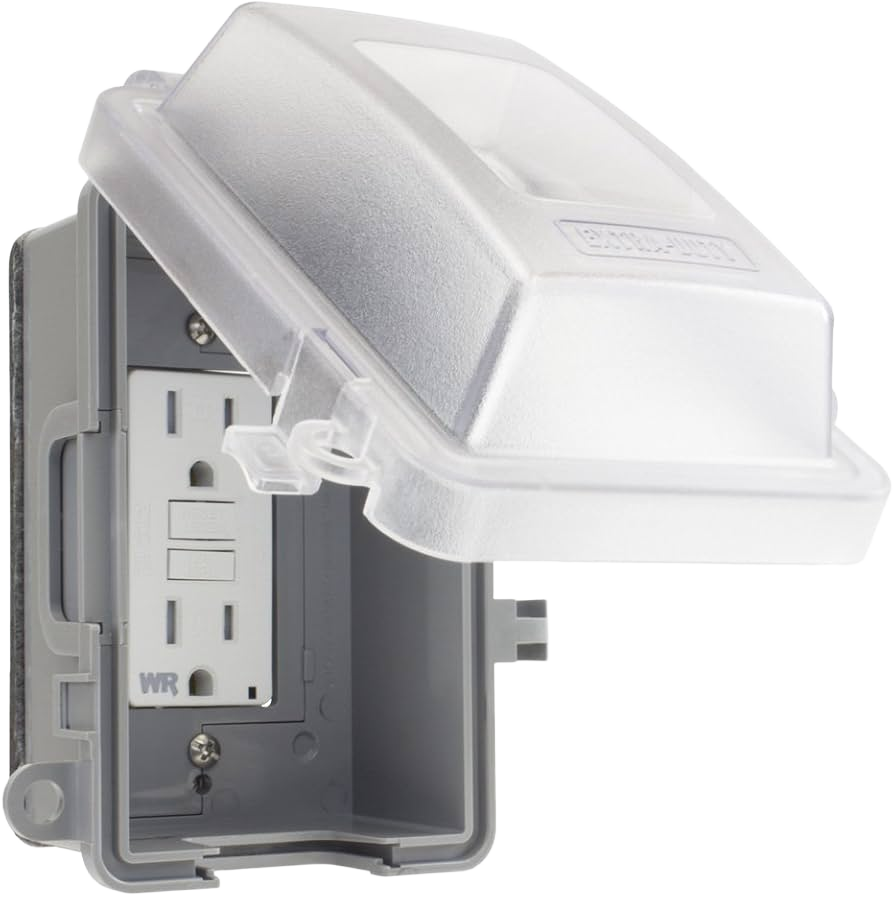 Weatherproof GFCI outlet in a lockable in-use cover — a Level 1 EV outlet installed by Portman Electric Toronto