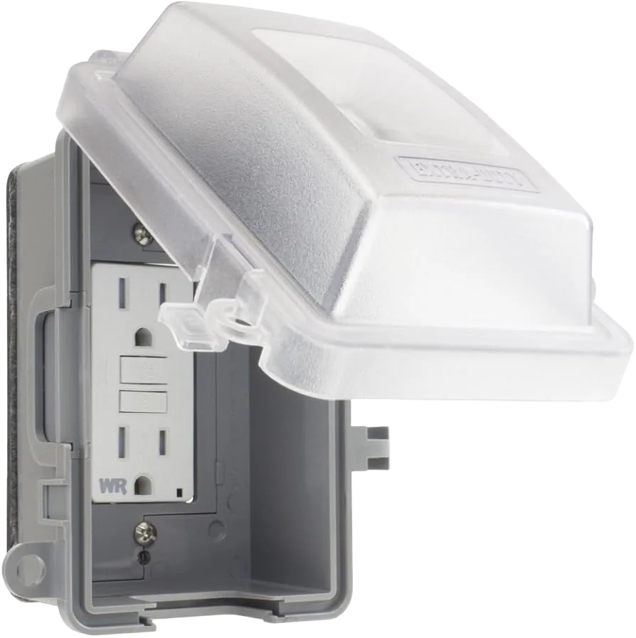 Weatherproof GFCI outlet in a lockable in-use cover — a Level 1 EV outlet installed by Portman Electric Toronto